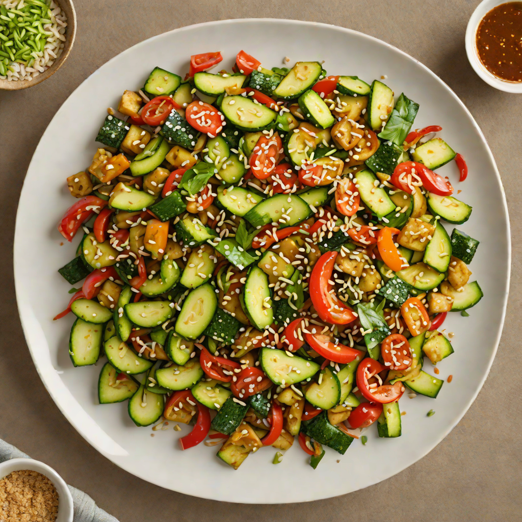 Spicy No-Noodle Zucchini Stir Fry with Ginger-Sesame Sauce