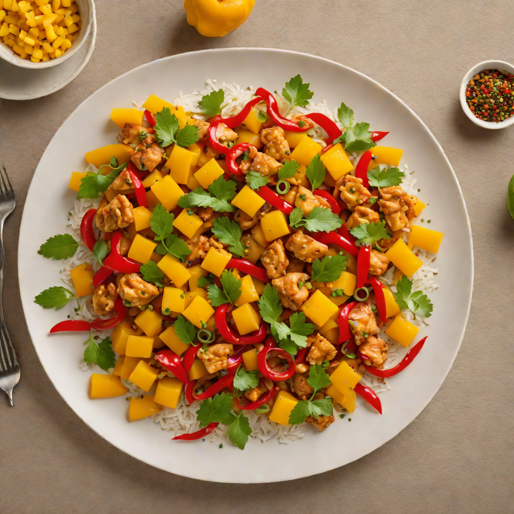 Stir-Fried Chicken with Spicy Mango and Bell Peppers