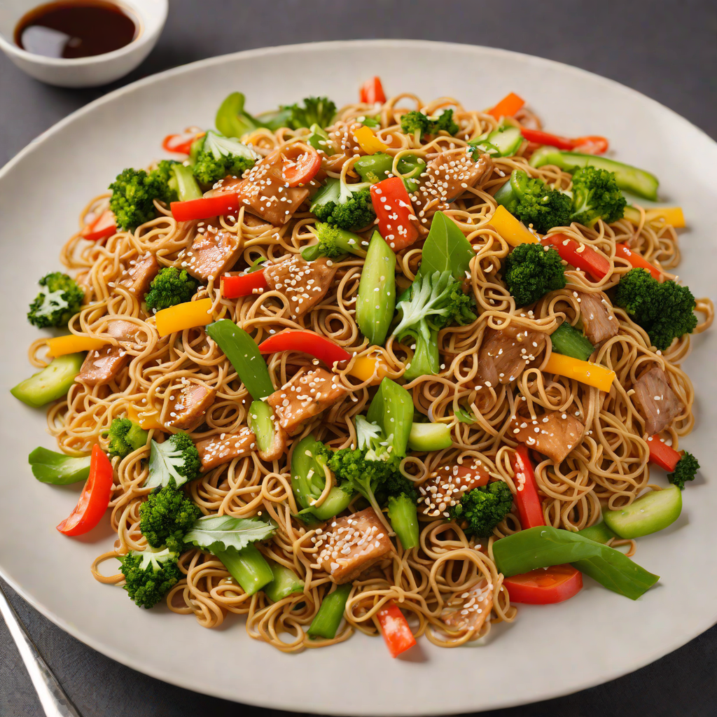 Stir-Fried Flat Noodles with Sweet Brown Sauce and Vegetables