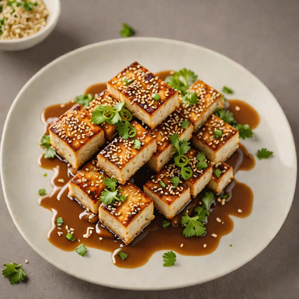 Crispy Pan-Seared Tofu with Ginger-Sesame Sauce and Scallions