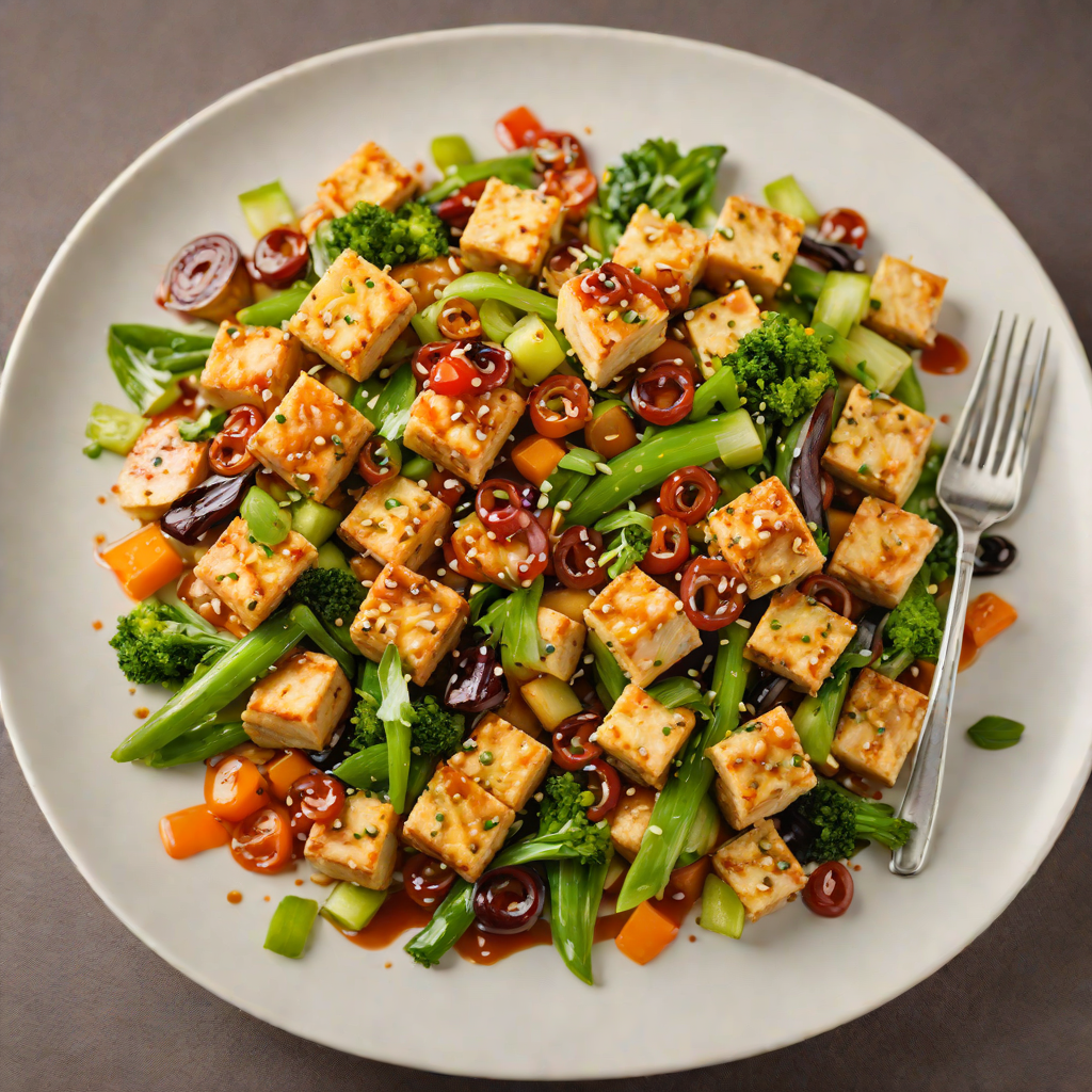 Stir-Fried Tofu with Regional Seasonal Vegetables and Ginger-Soy Sauce