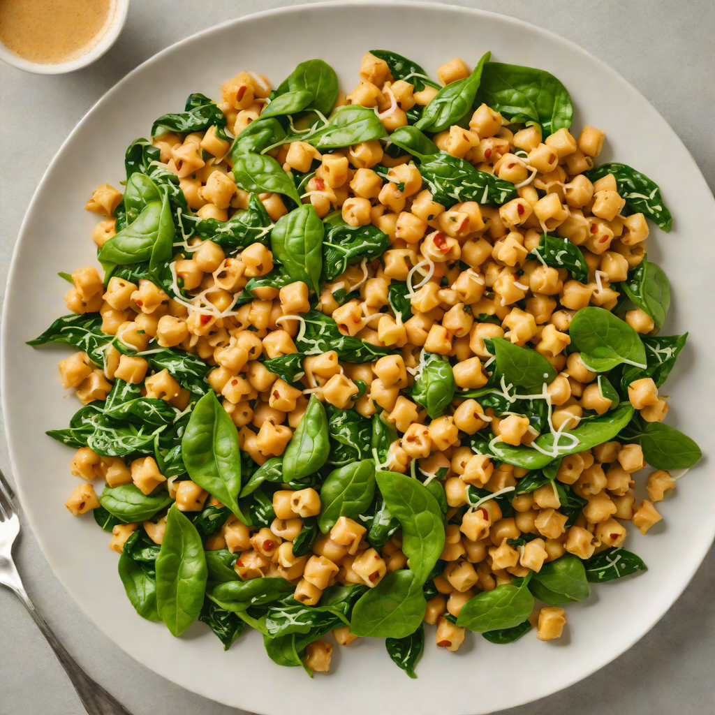 Sautéed Chickpea and Spinach Bowl with Tahini Lemon Dressing