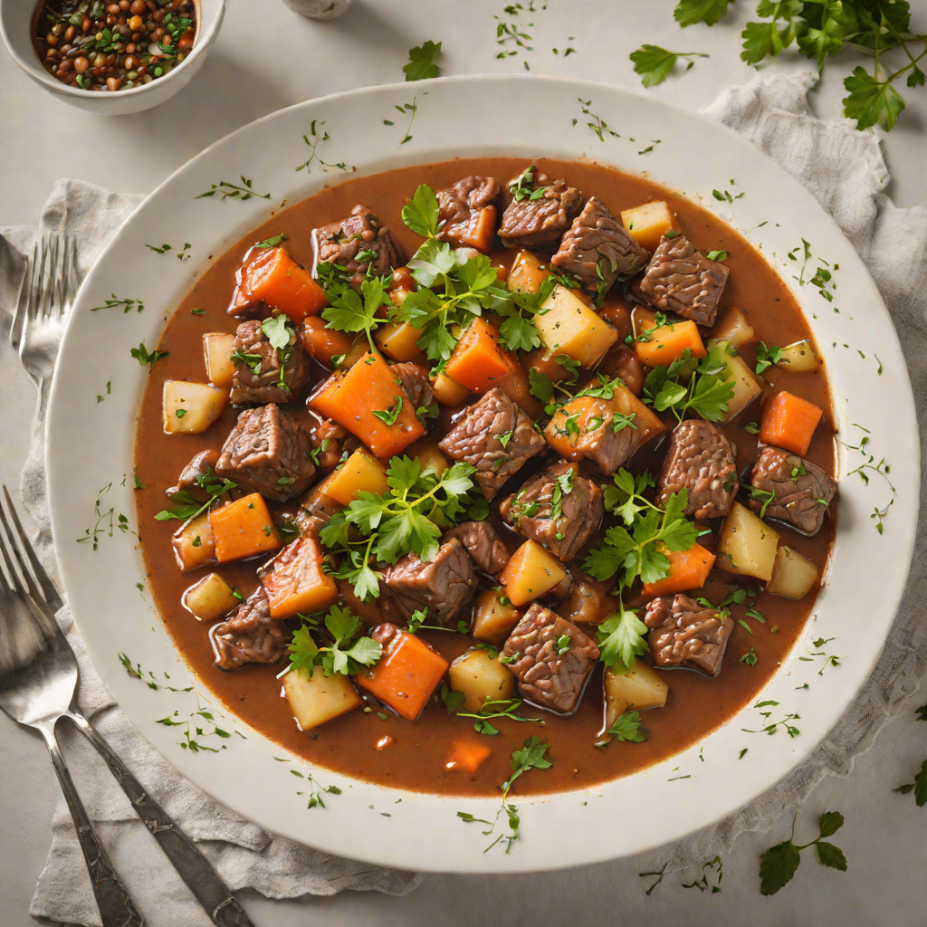 Slow-Cooked Beef Stew with Cassava and Fresh Herbs