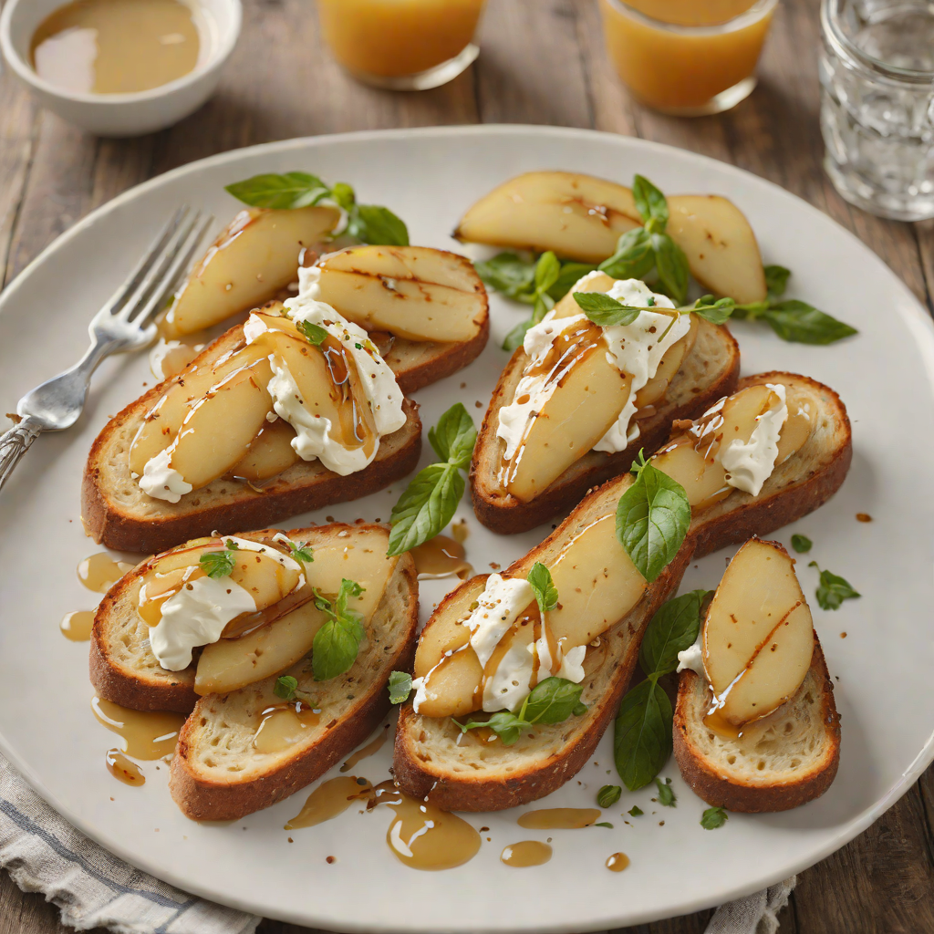 Caramelized Pear and Ricotta Toast with Honey Drizzle