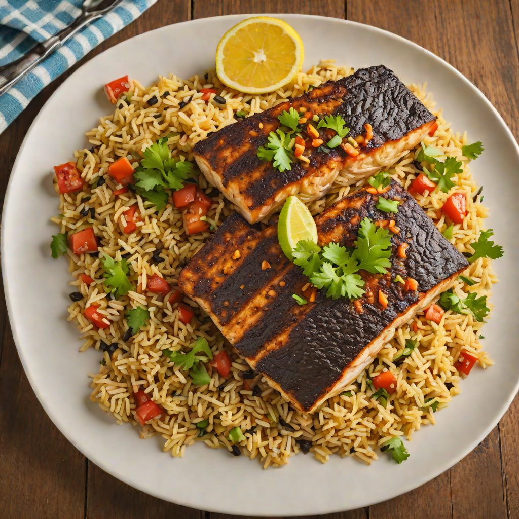 Pappadeaux Style Cajun Blackened Catfish with Creole Rice