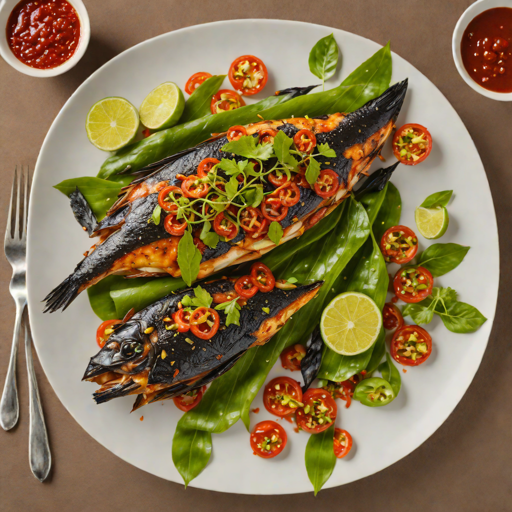 Grilled Ikan Bakar with Petai Sambal