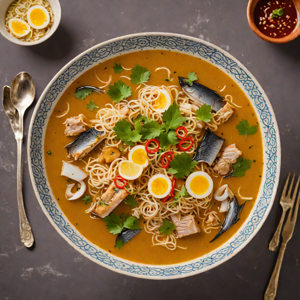 Nyonya-Style Assam Laksa with Mackerel Broth