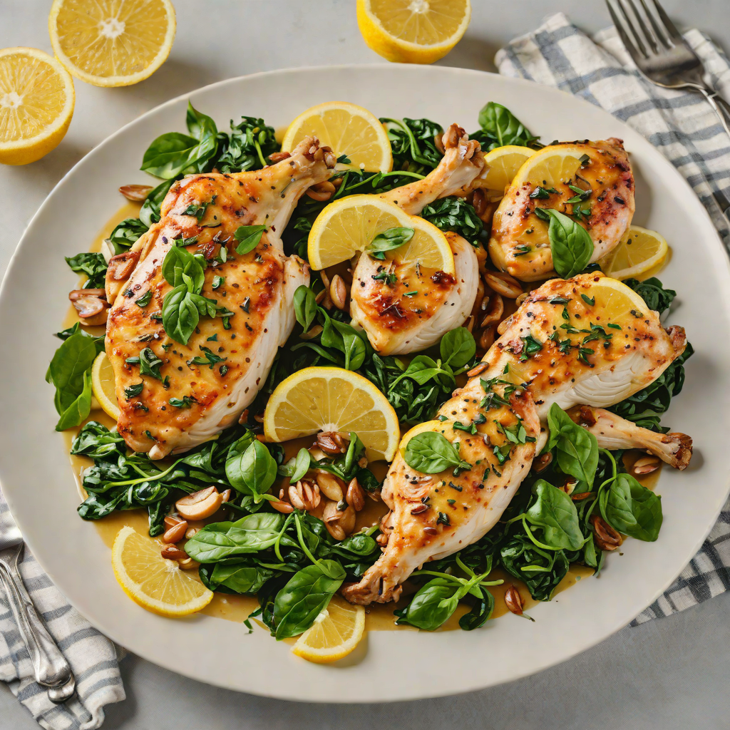 Skillet Lemon-Garlic Chicken with Wilted Spinach