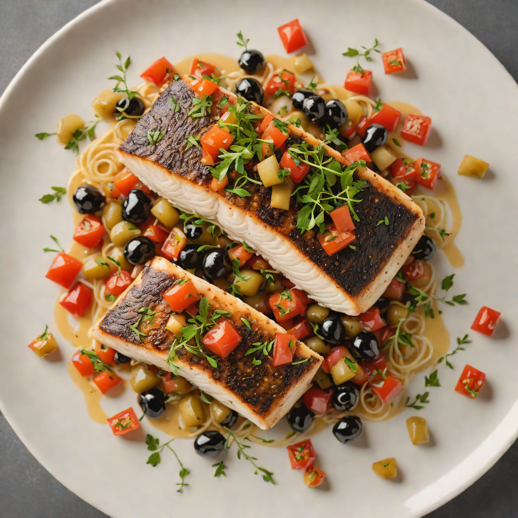 Pan-Seared Mediterranean Sea Bass with Olive and Tomato Relish