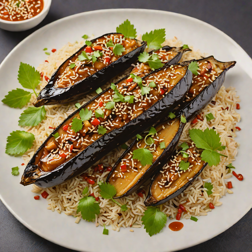 Asian Fusion Miso-Glazed Eggplant with Sesame Rice