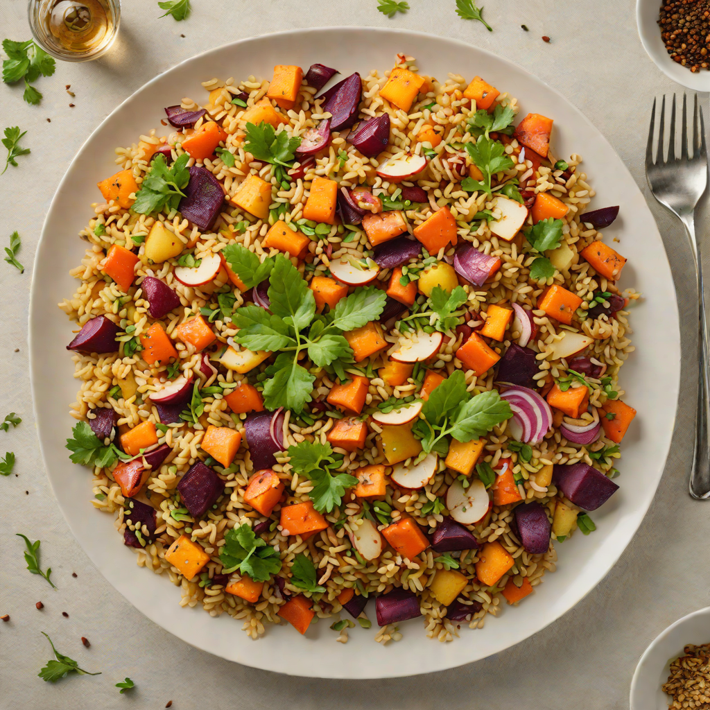 Spiced Agronomy-Inspired Quinoa Pilaf with Roasted Root Vegetables