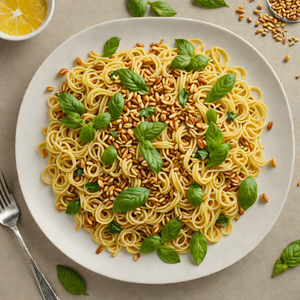 Jestful Merriam-Webster Lemon Basil Pasta with Toasted Pine Nuts