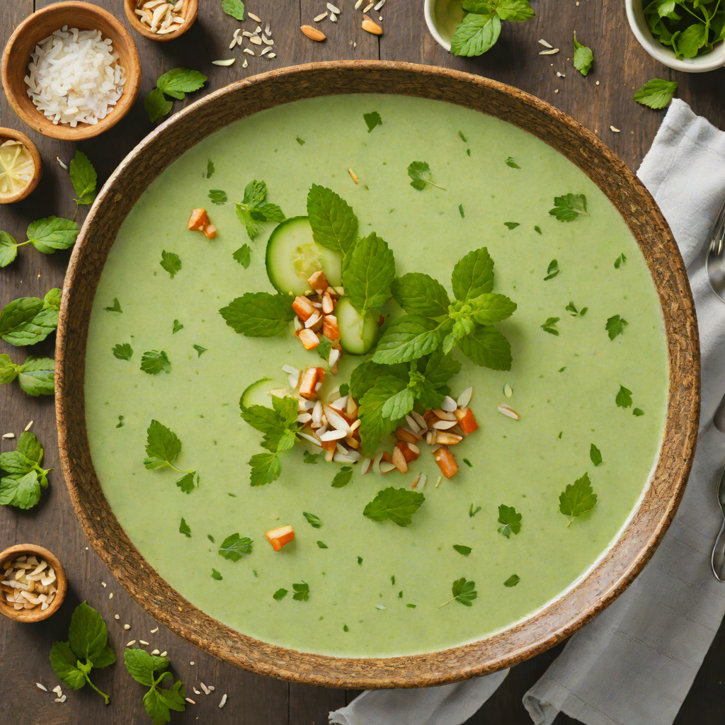 Chilled Cucumber and Coconut Soup with Mint
