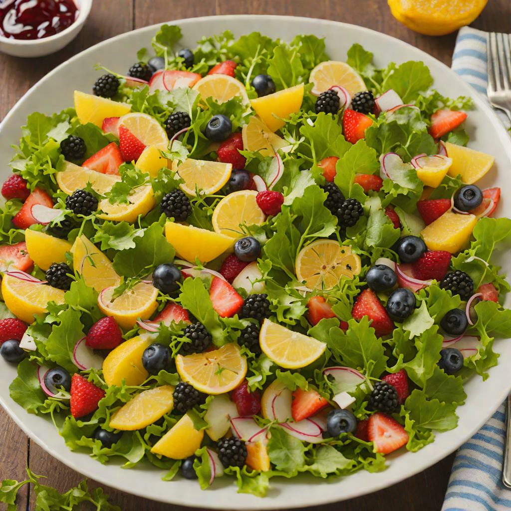 Lemon-Vinegar Dressing with Mixed Greens and Sour Fruit Salad