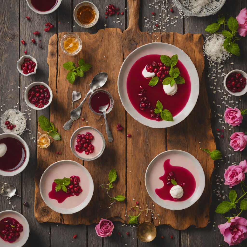 No-Bake Rosewater Panna Cotta with Hibiscus Syrup