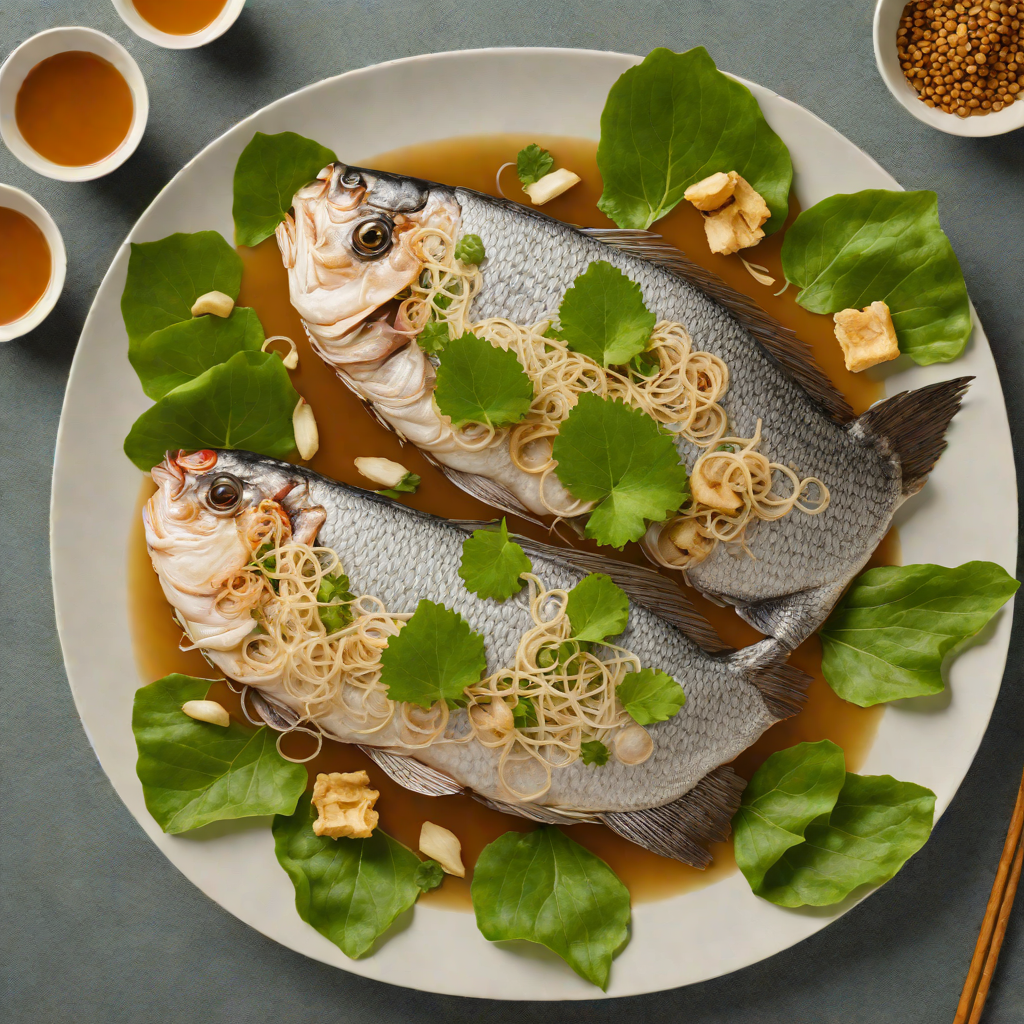Fenghuang-Inspired Steamed Fish with Lotus Leaf and Ginger
