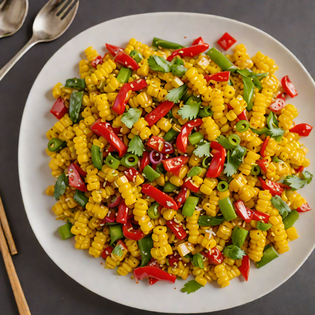 Sweet Corn and Tri-Color Pepper Stir Fry with Garlic Soy Sauce