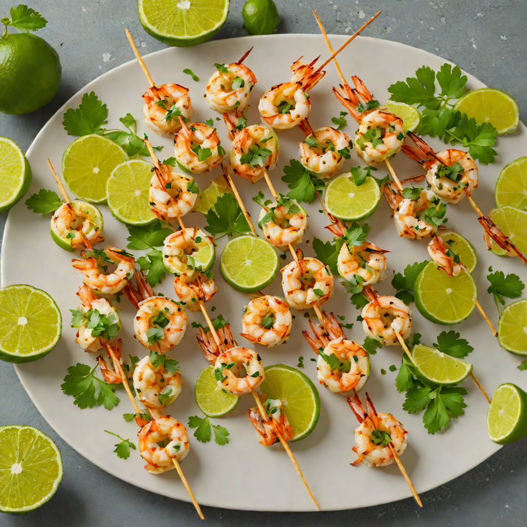 Grilled Lime-Marinated Shrimp Skewers with Cilantro