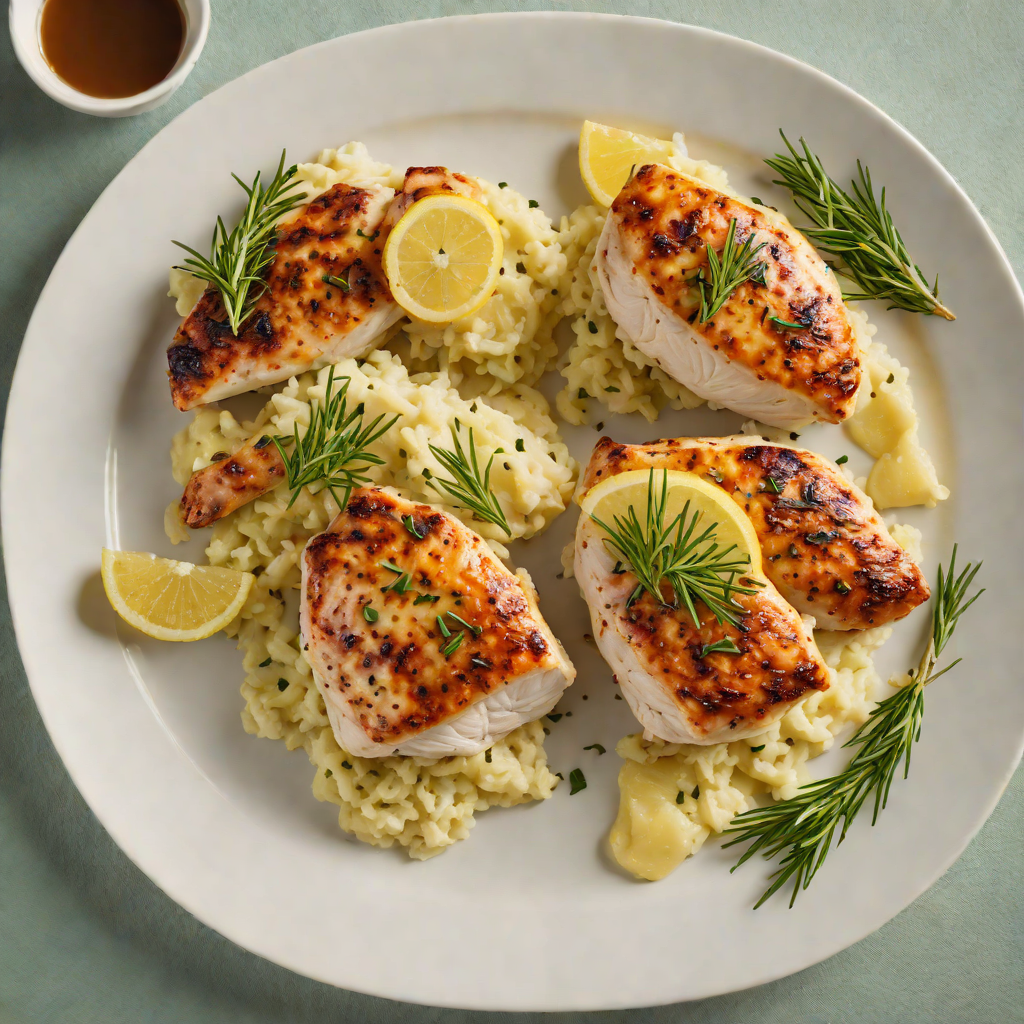 Pan-Seared Lemon Rosemary Chicken with Garlic Mashed Potatoes