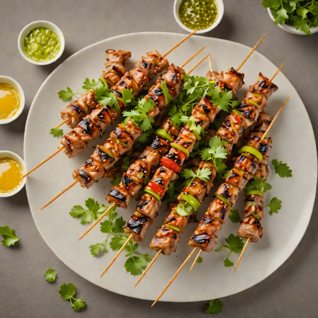 Ginger-Scallion Marinated Pork Skewers