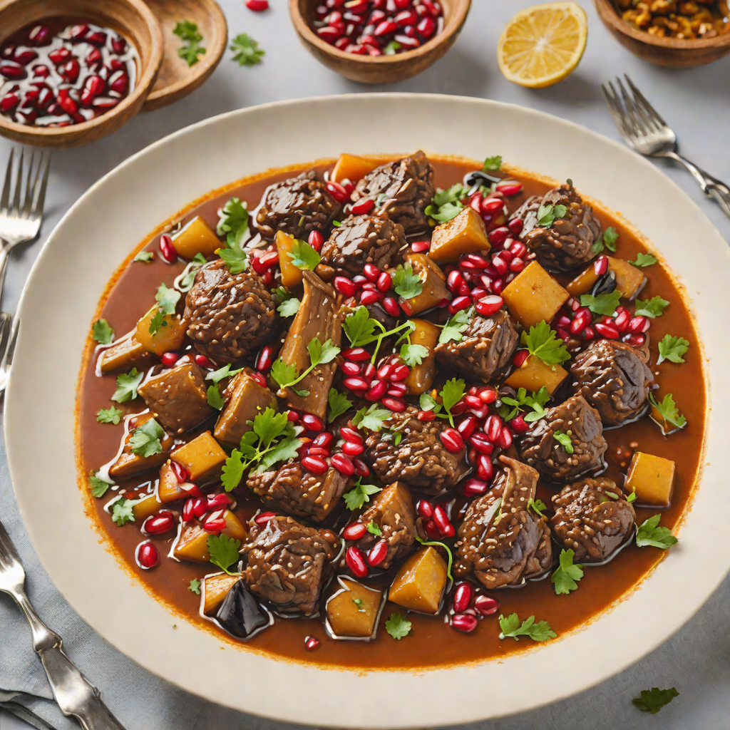 Slow-Simmered Syrian Lamb Stew with Eggplant and Pomegranate Molasses