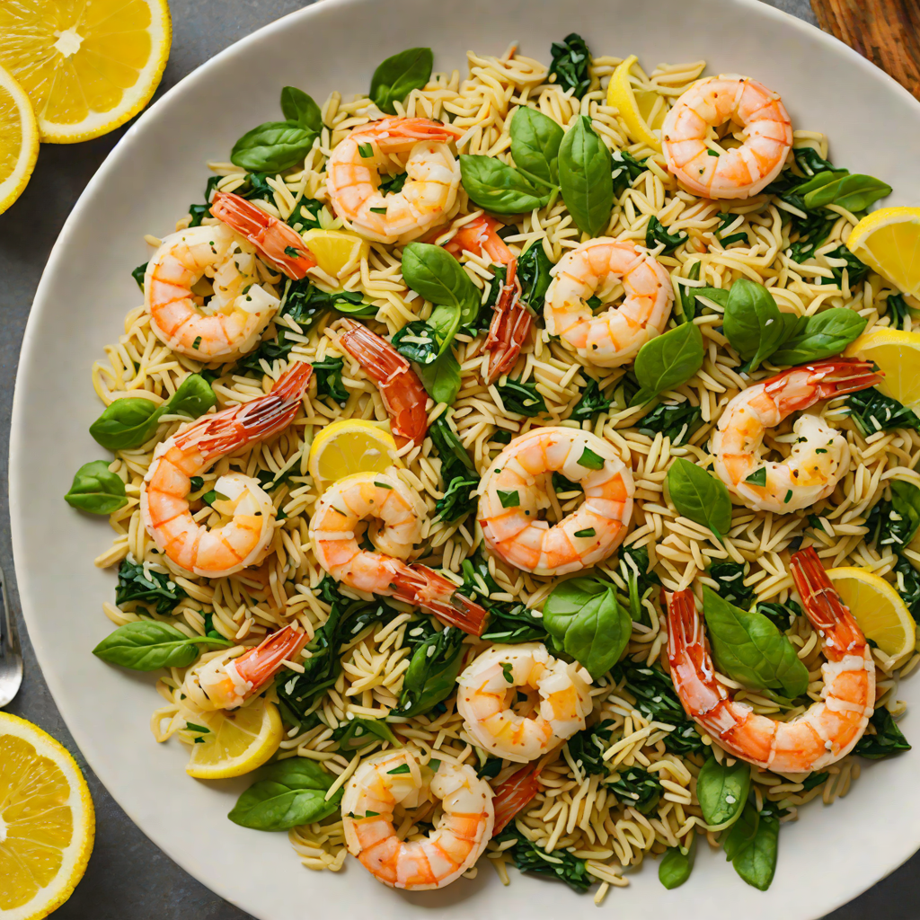 Lemon-Garlic Shrimp and Orzo Skillet with Spinach