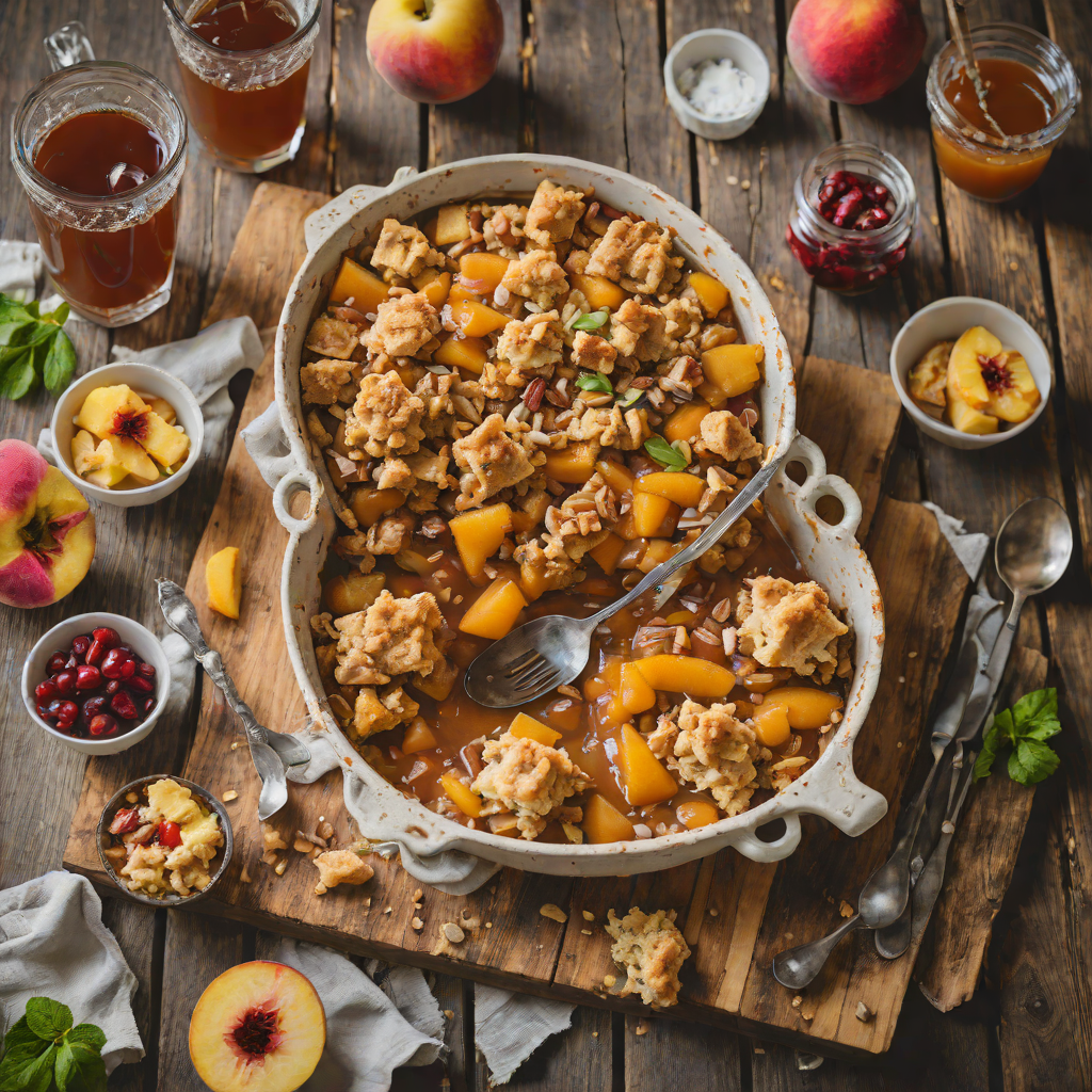 Sweet Tea-Infused Peach Cobbler with Folding Chair Spice Blend