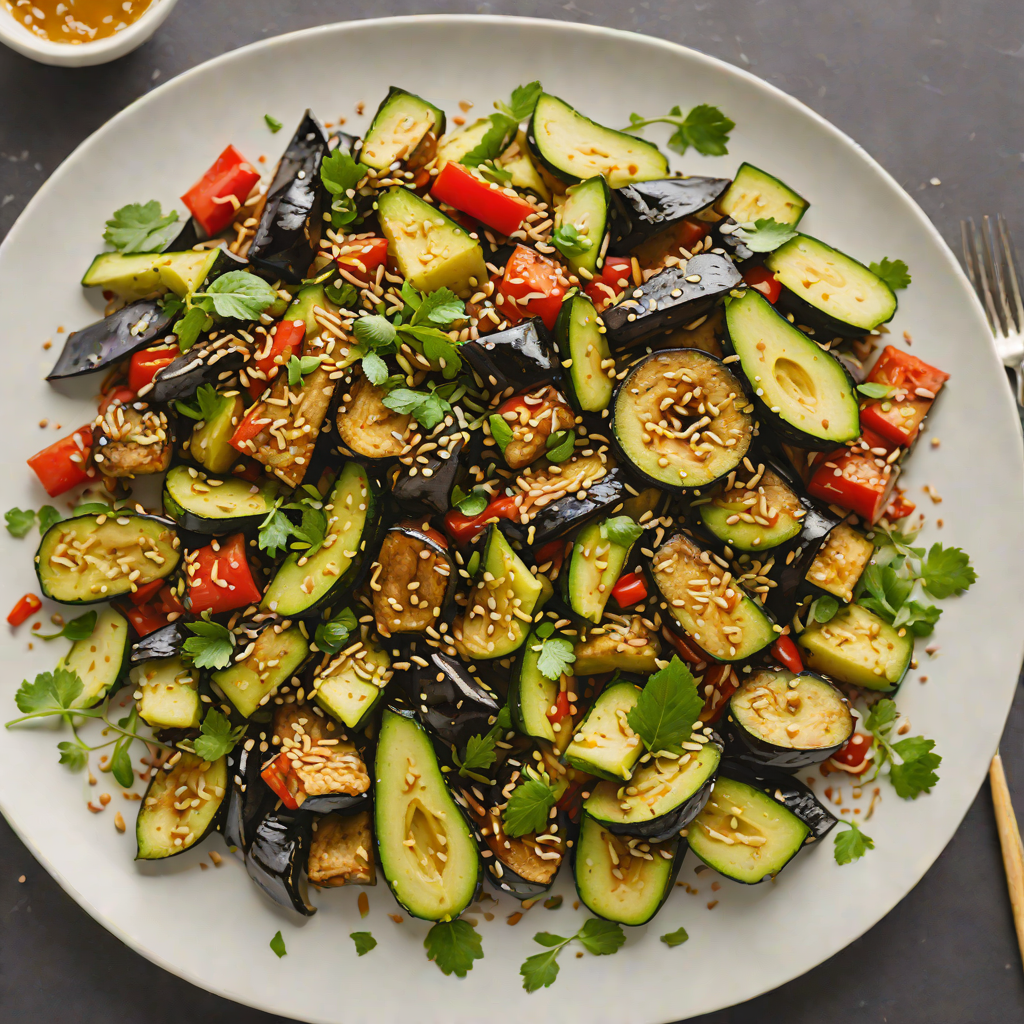 Eggplant and Zucchini Stir-Fry with Sesame Garlic Sauce