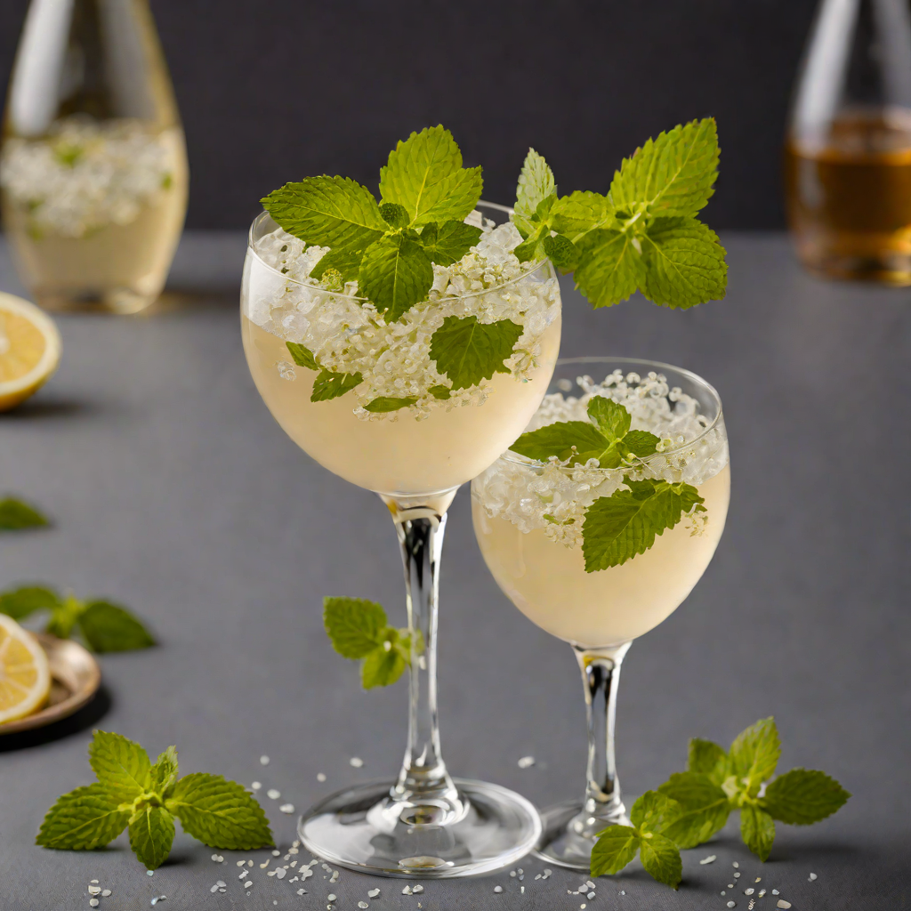 Elderflower Champagne Cocktail with Fresh Mint