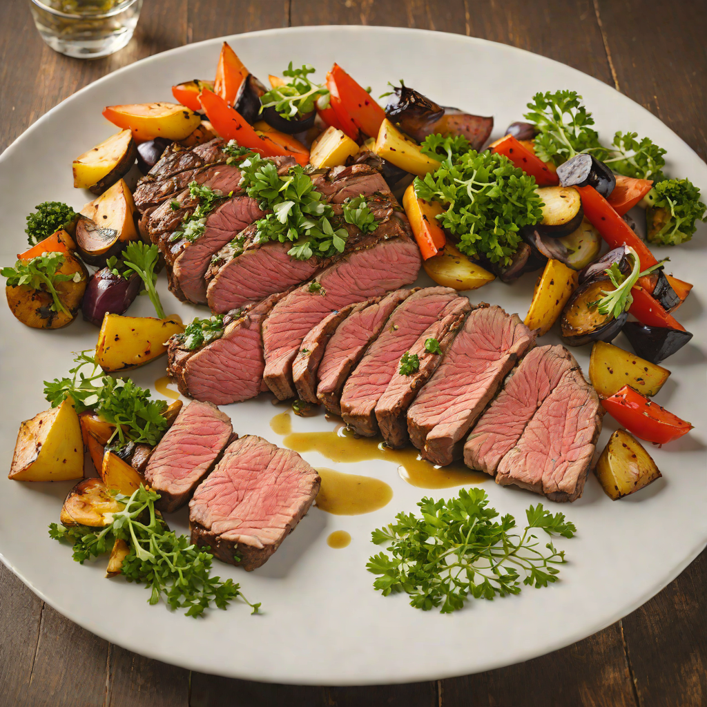 Grilled Tri-Tip Steak with Chimichurri and Roasted Vegetables