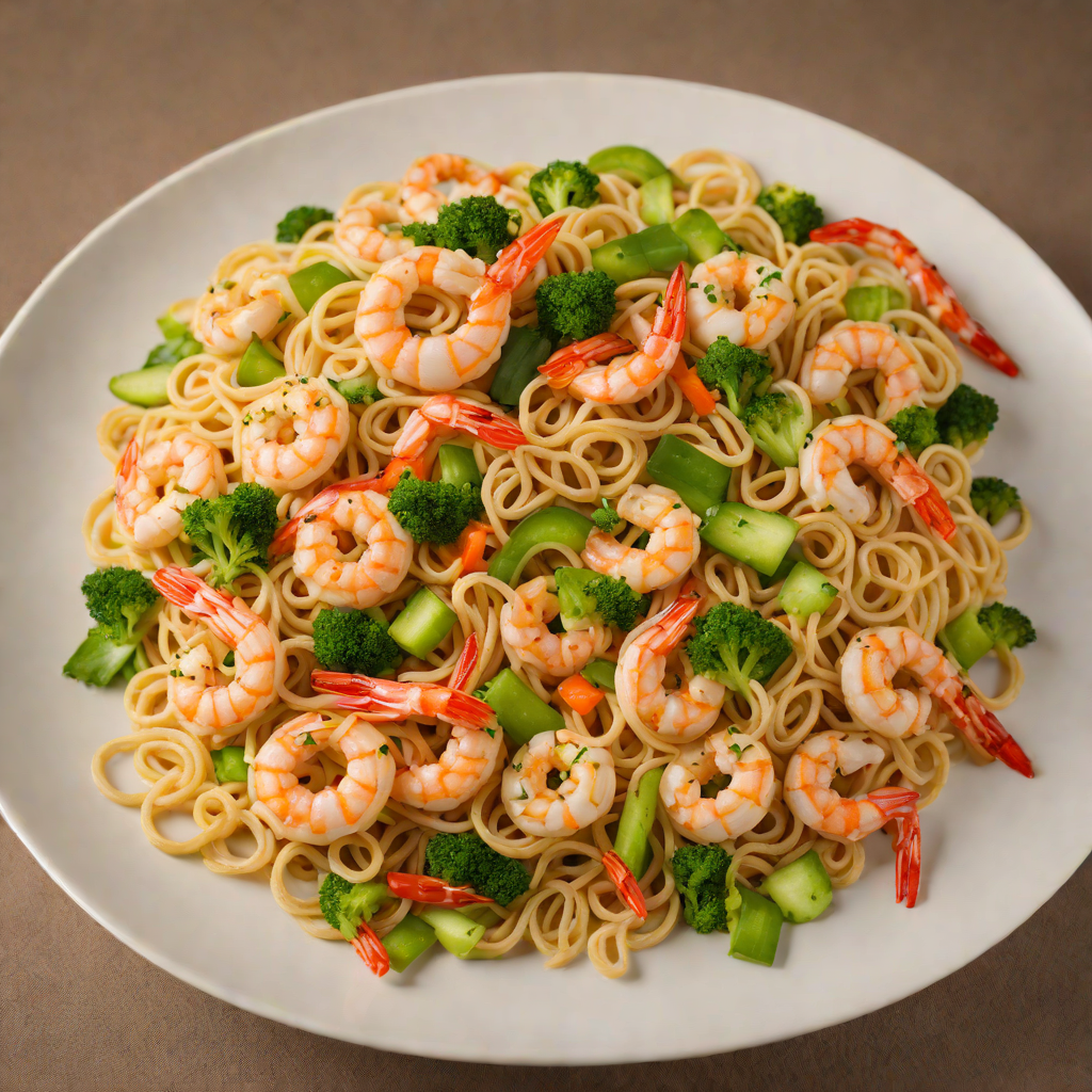 Stir-Fried Udon with Shrimp and Seasonal Vegetables