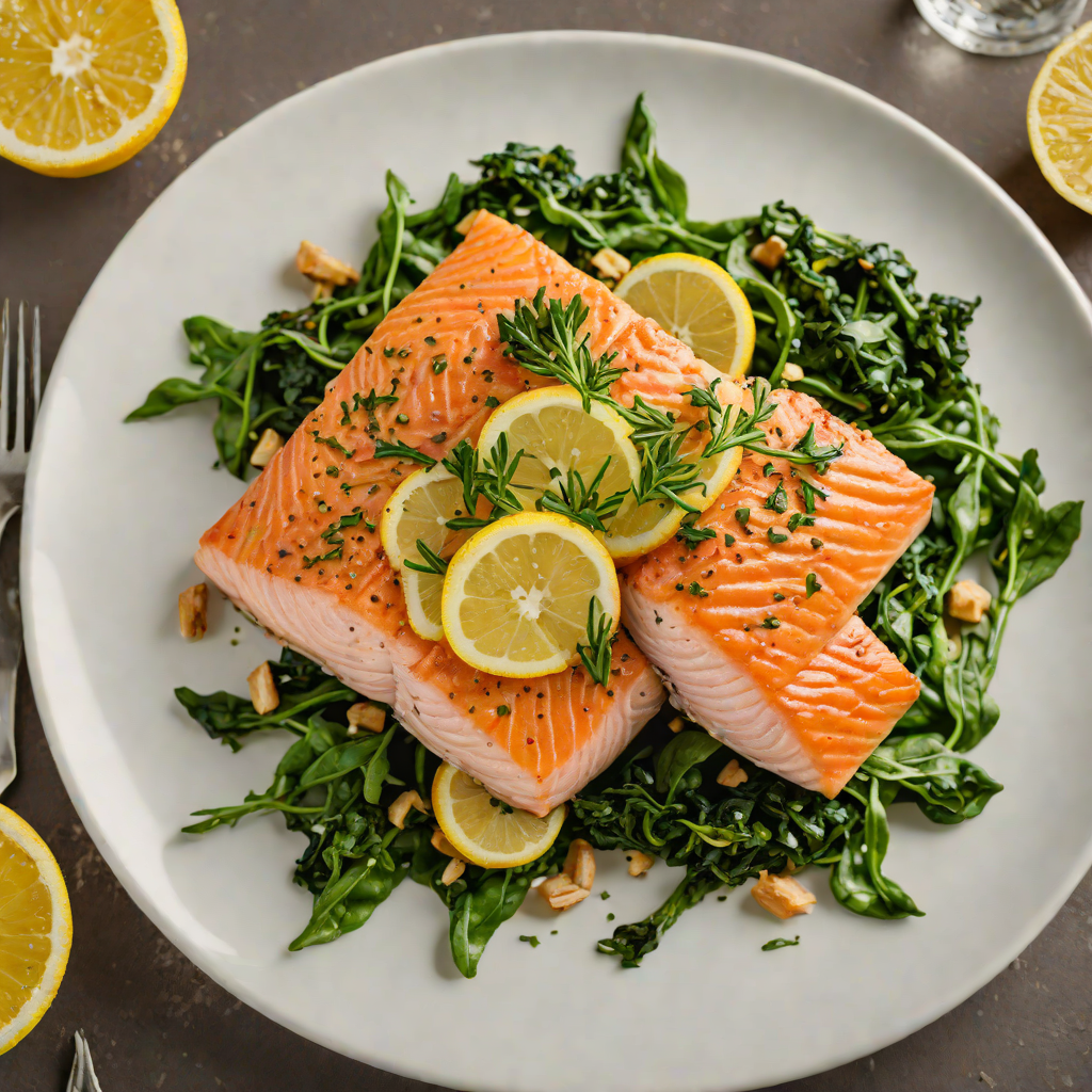 Pan-Seared Salmon with Lemon-Dill Butter and Wilted Spinach