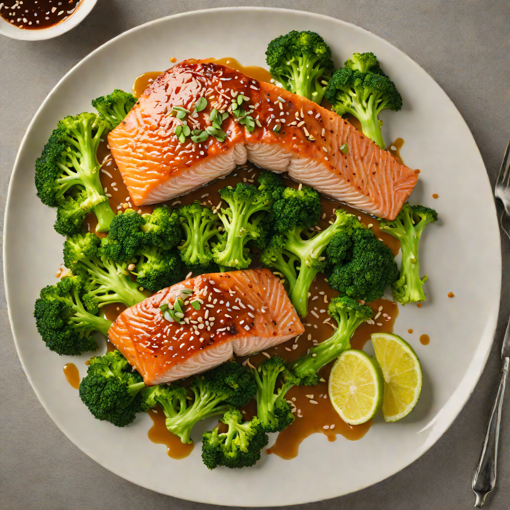 Ginger-Soy Glazed Salmon with Sesame-Garlic Broccoli