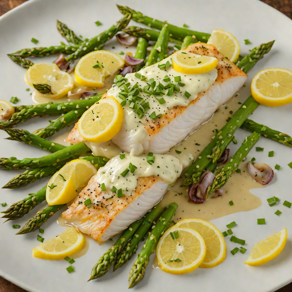 Baked Cod with Lemon-Caper Dressing and Asparagus