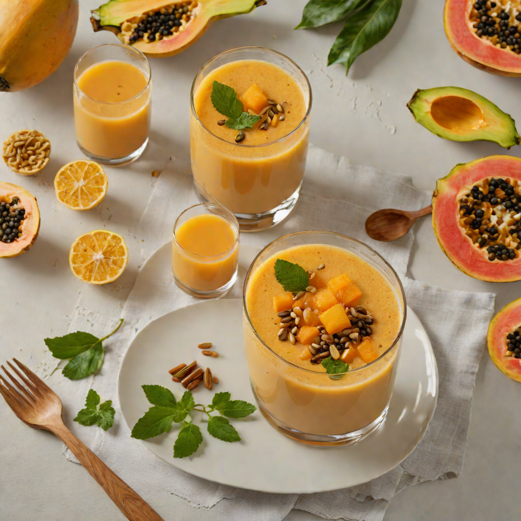 Papaya and Ginger Breakfast Smoothie with Turmeric Honey