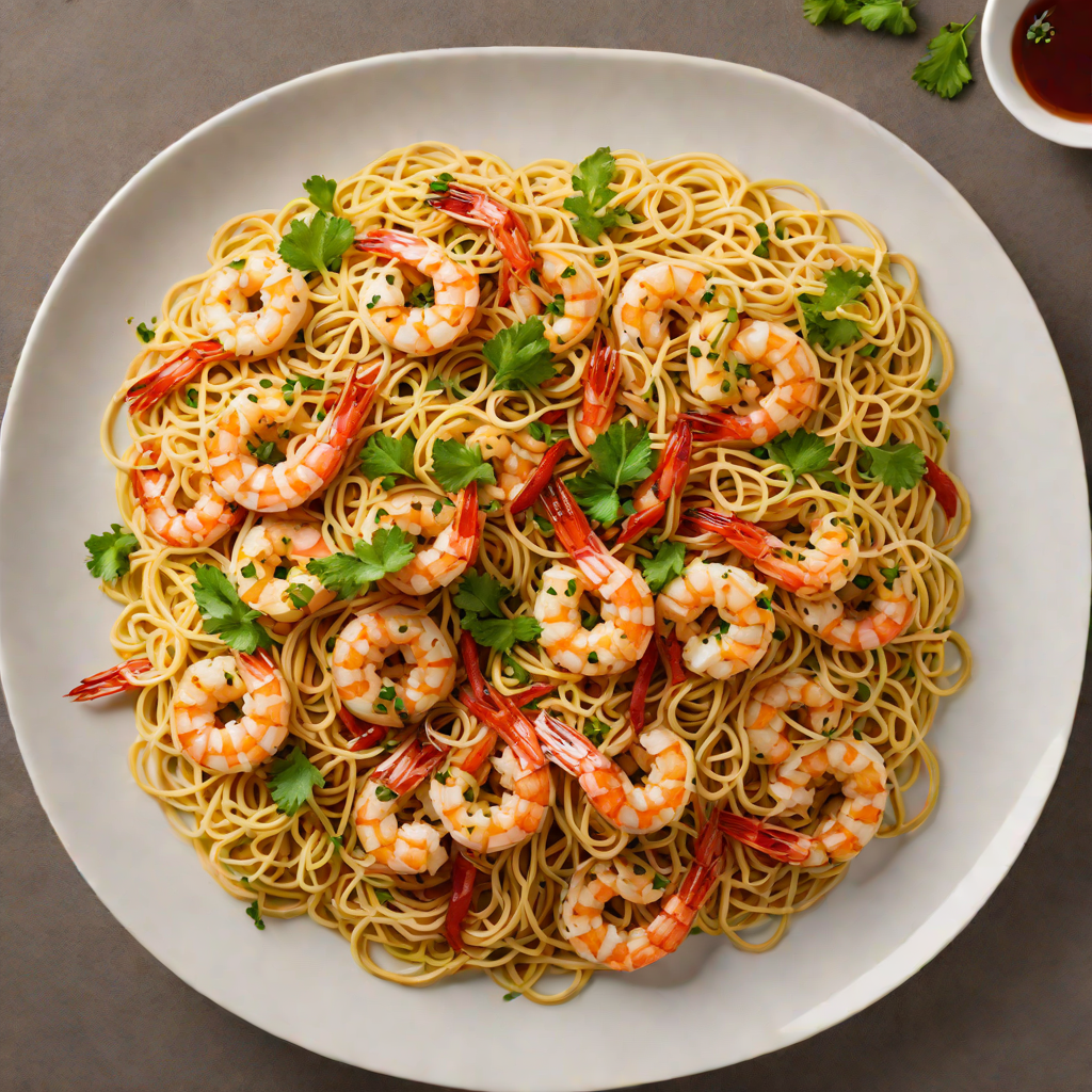 Sautéed Shrimp and Garlic Noodles with Chili Oil