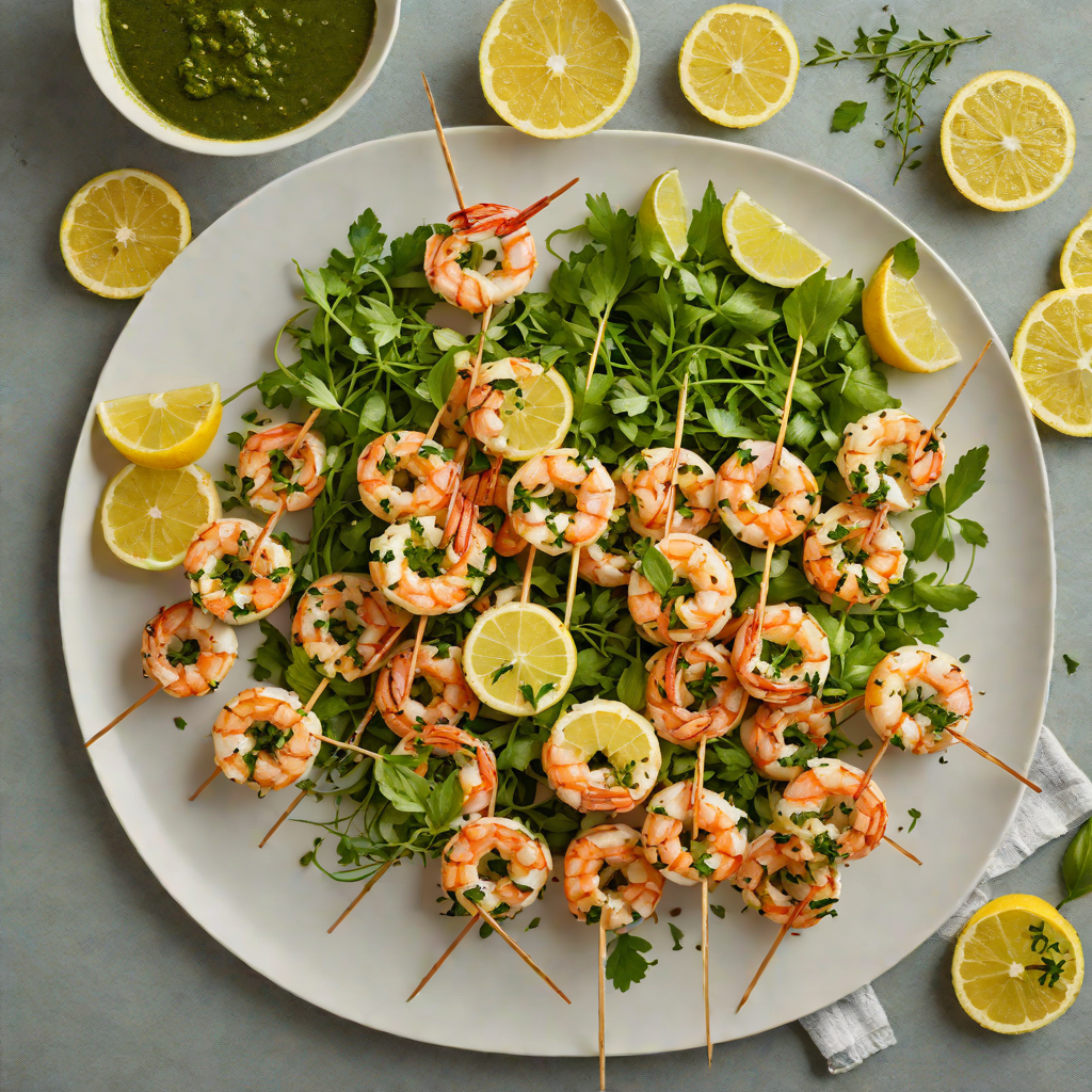 Lemon-Grilled Shrimp Skewers with Fresh Herb Chimichurri