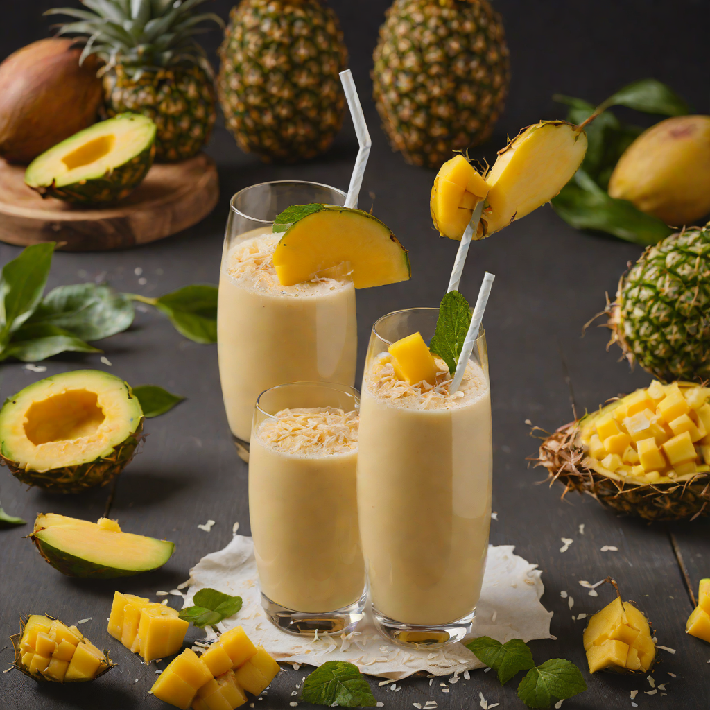 Blender Mango-Pineapple Smoothie with Coconut Water