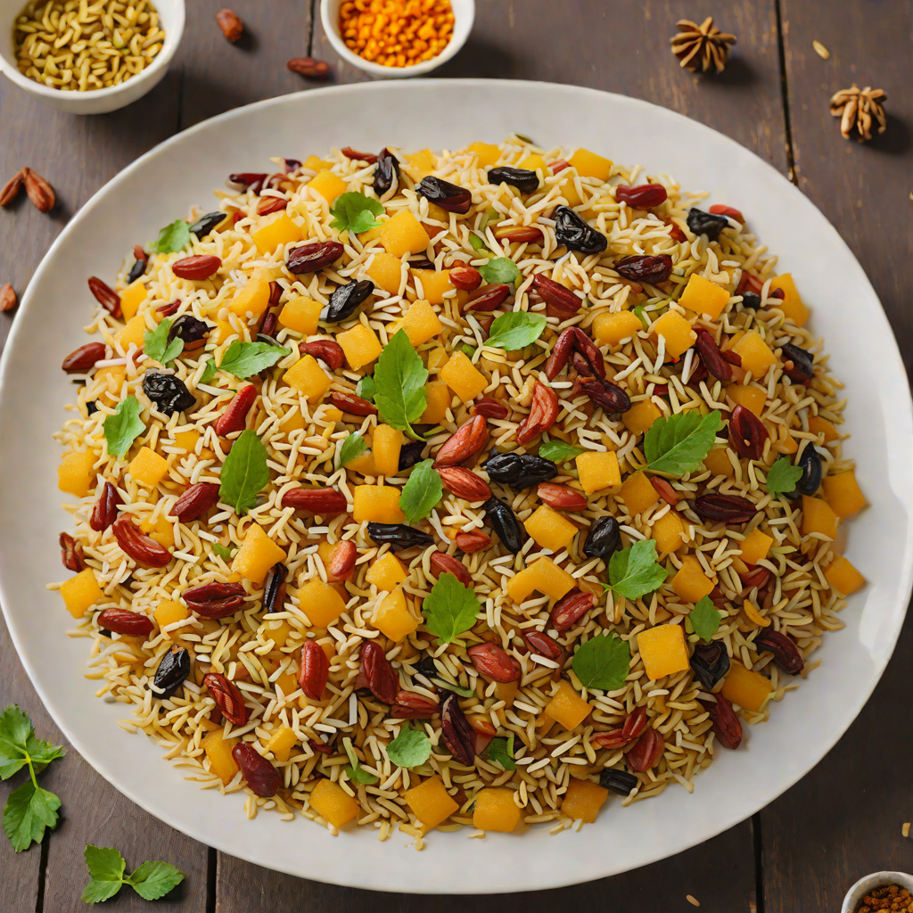 Kashmiri Dry Fruit Pilaf with Saffron and Cardamom