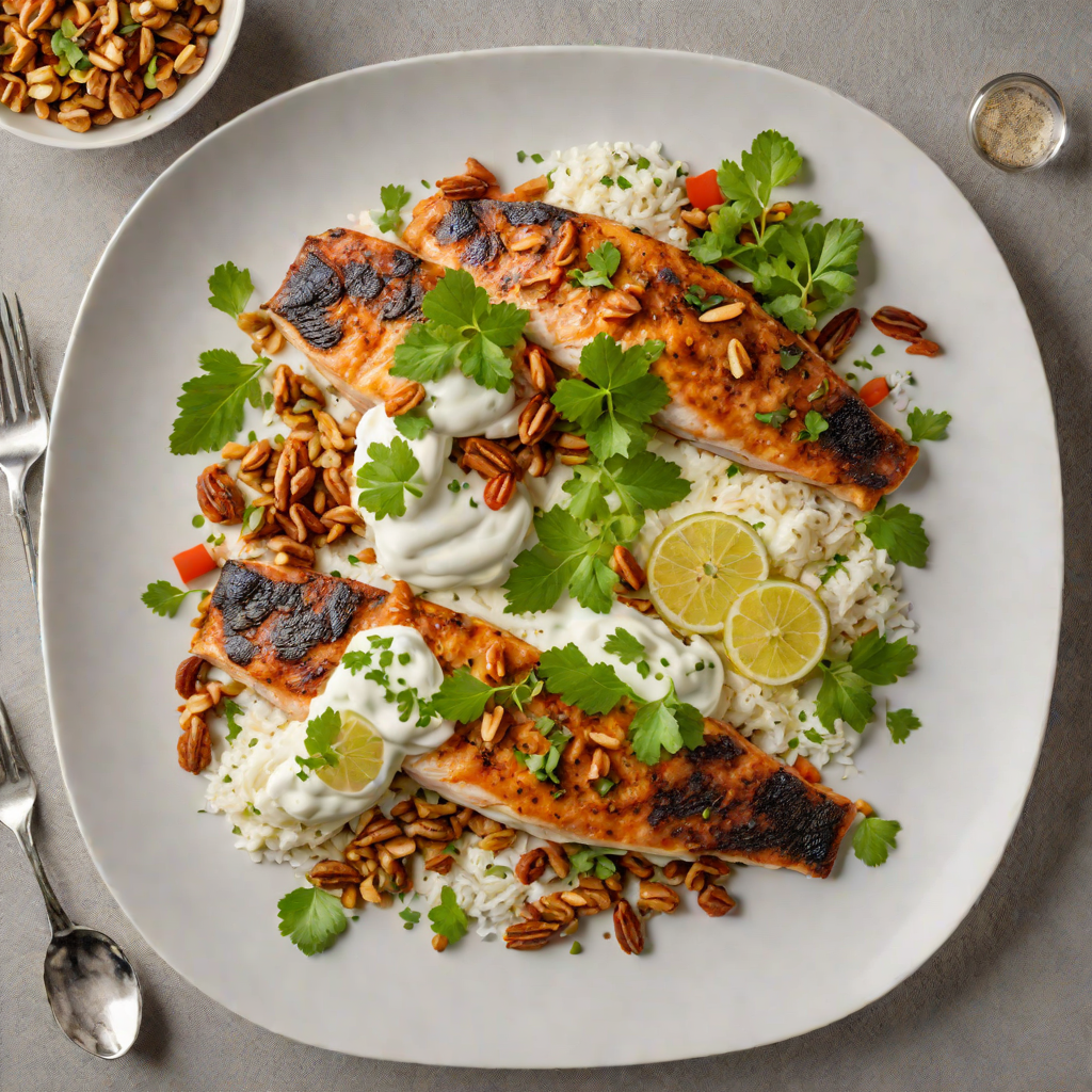 Kashmiri-style Spiced Trout with Walnut and Yogurt Sauce