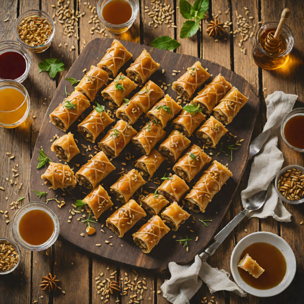 Whiskey-Infused Baklava Rolls with Honey Syrup