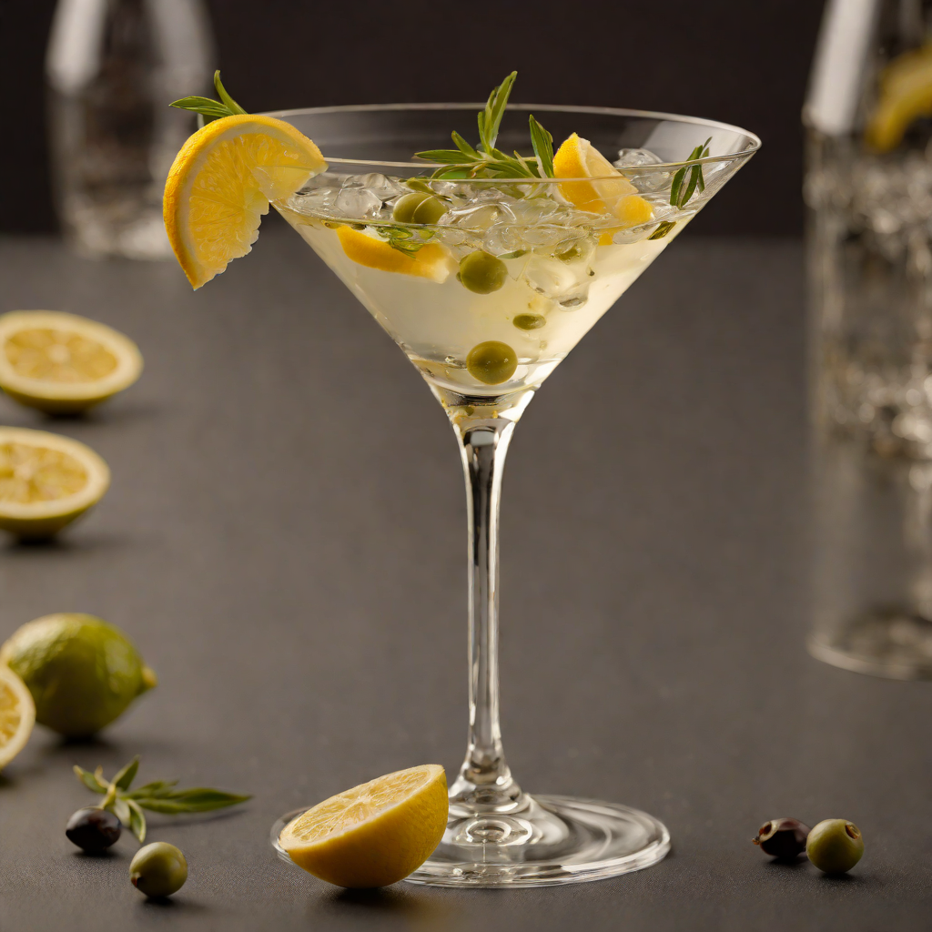 Extra-Dry Gin Martini with Lemon and Olive Duo