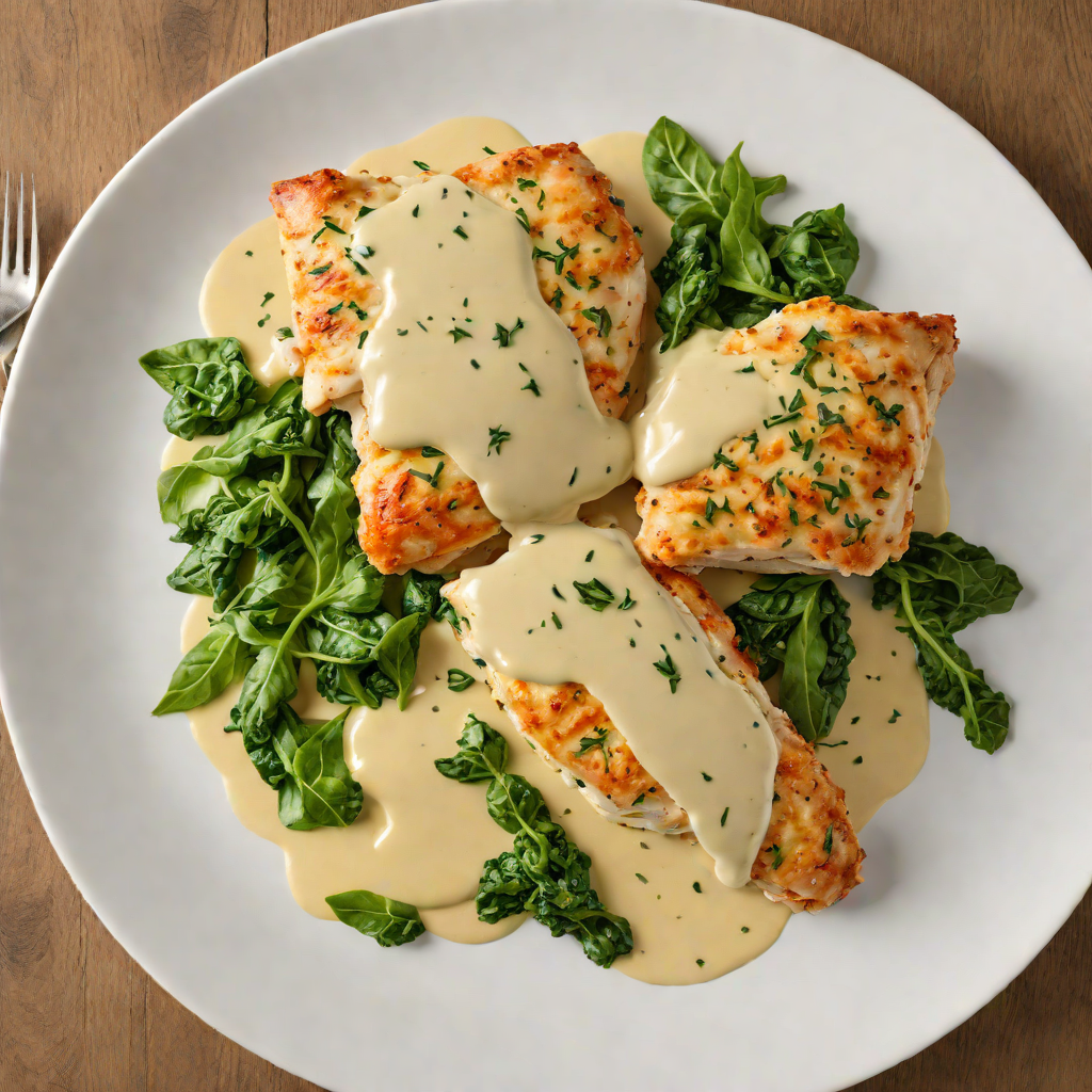 Cheddar-Stuffed Chicken Breast with Spinach Cream Sauce