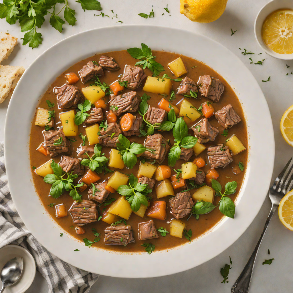 Slow-Cooked Greek Lemon and Herb Beef Stew