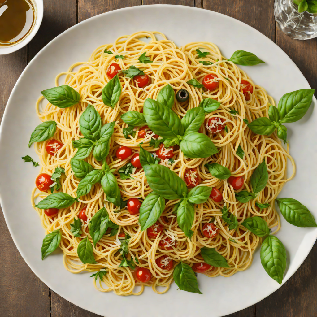 Sautéed Garlic and Olive Oil Spaghetti with Fresh Basil