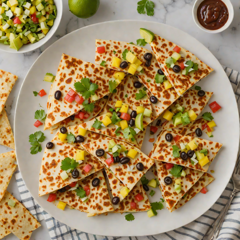 Toasted Coconut and Black Bean Quesadilla with Pineapple Salsa