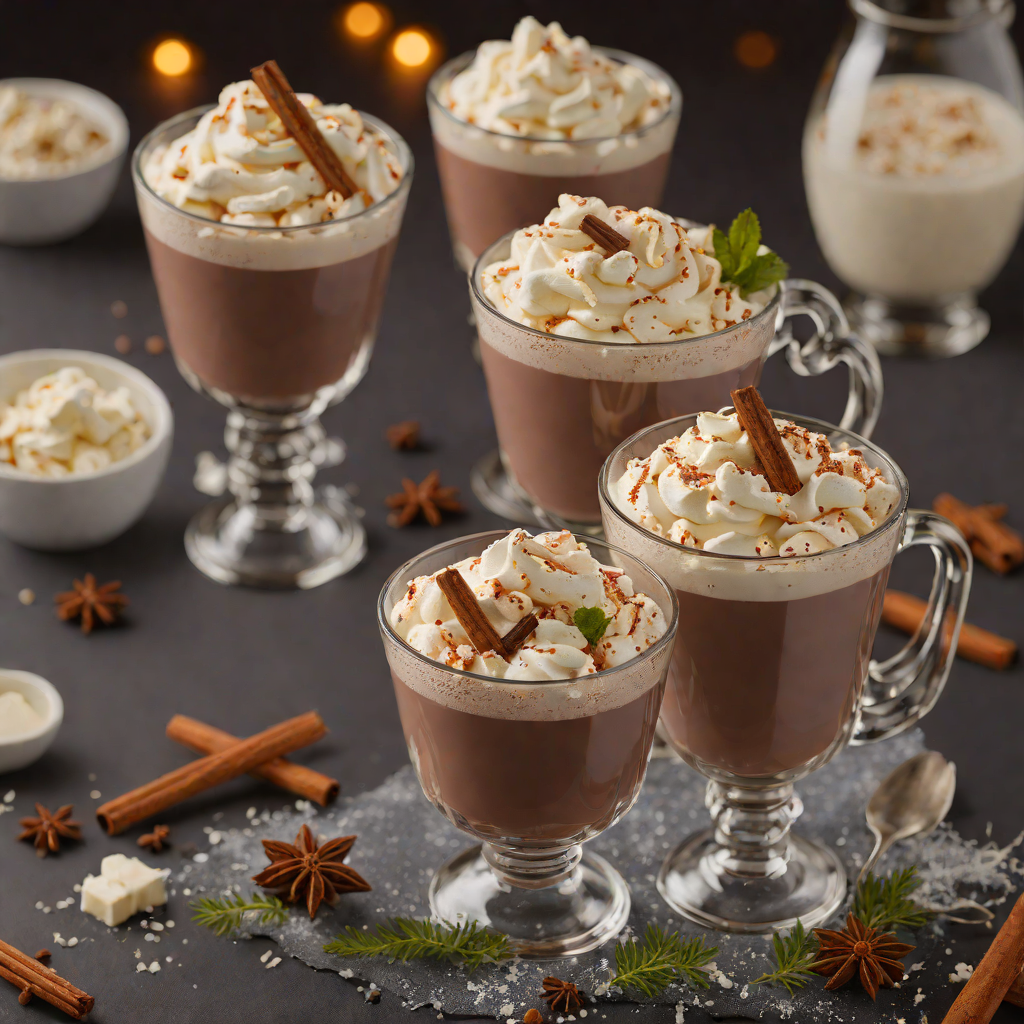 Winter-Spiced Hot Chocolate with Whipped Vanilla Cream