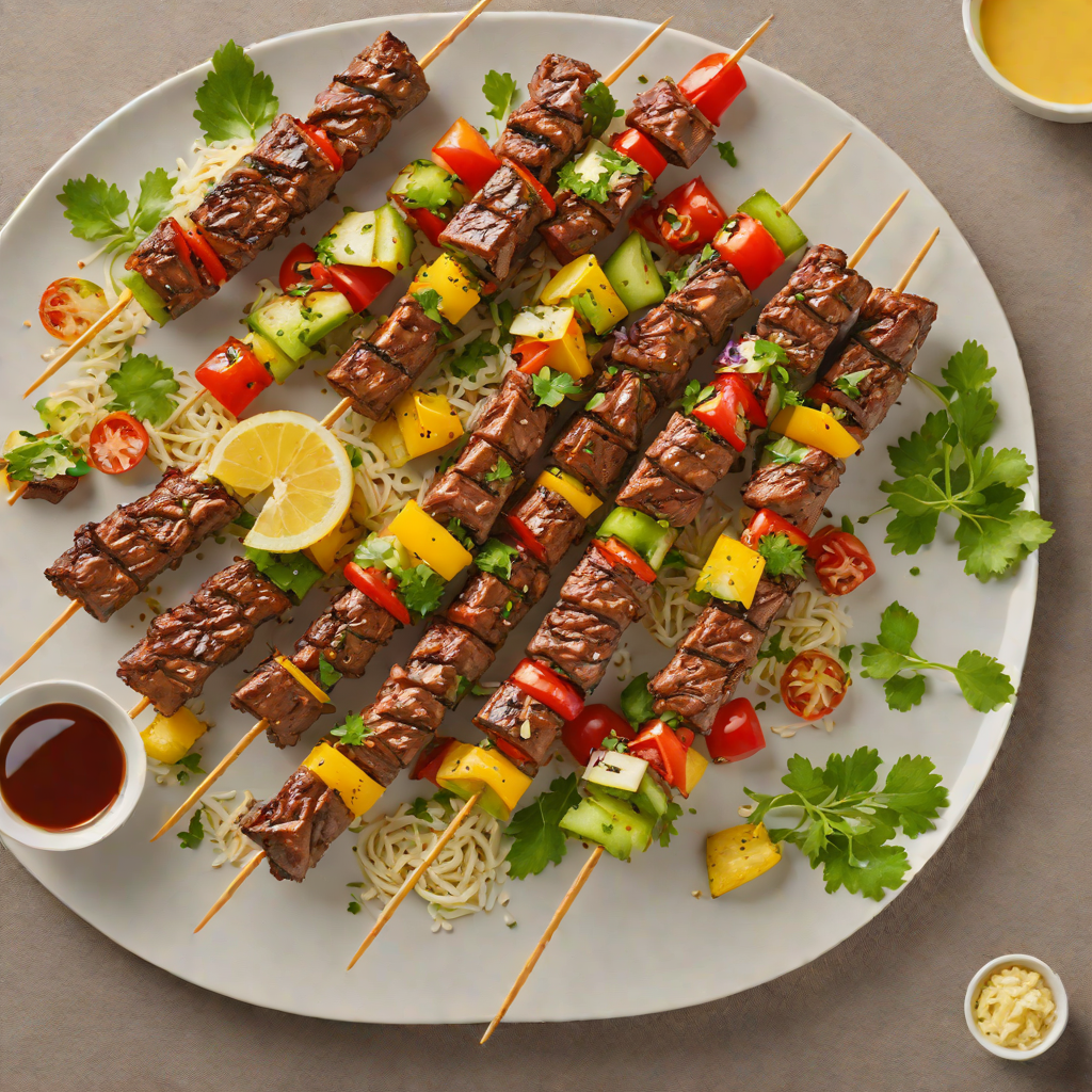Grilled Teriyaki Beef Skewers with Garlic Butter Vegetables