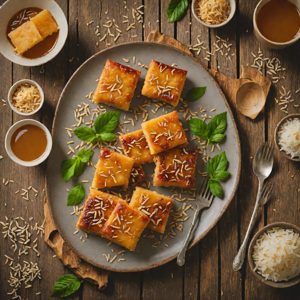 Pan-Fried Cassava Cake with Coconut and Brown Sugar Glaze