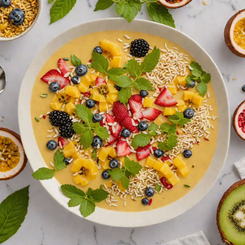 Vibrant Tropical Smoothie Bowl with Coconut and Passionfruit